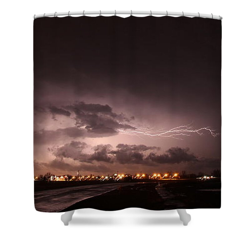 Stormscape Shower Curtain featuring the photograph Our 1st Severe Thunderstorms in South Central Nebraska #16 by NebraskaSC