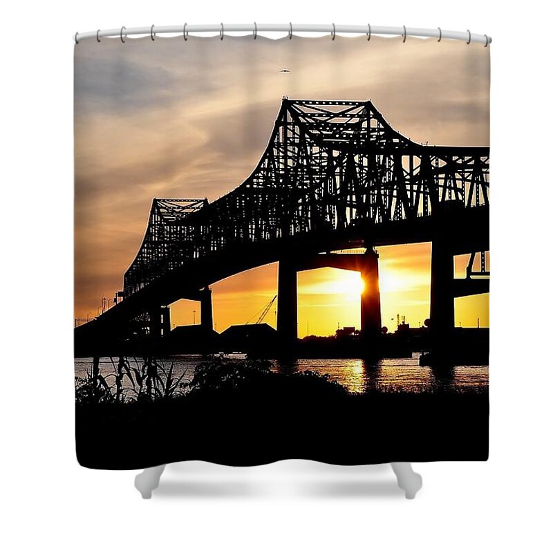 Mississippi River Shower Curtain featuring the photograph Over The Mississippi #2 by Charlotte Schafer