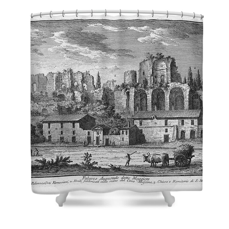 Giuseppe Vasi Shower Curtain featuring the drawing Palazzo Augustale detto Maggiore by Giuseppe Vasi