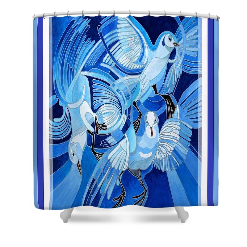  Shower Curtain featuring the painting Peace On Earth Greetings With Doves #1 by Taiche Acrylic Art