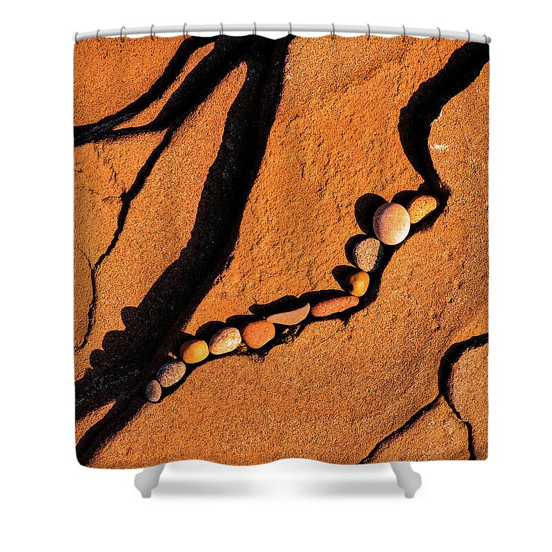 Photography Shower Curtain featuring the photograph Pebbles On Rocks At Shoreline, Lake #1 by Panoramic Images