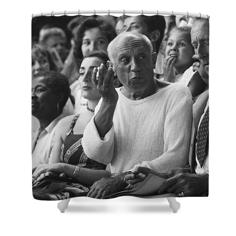 Art Shower Curtain featuring the photograph Picasso & Cocteau by Brian Brake
