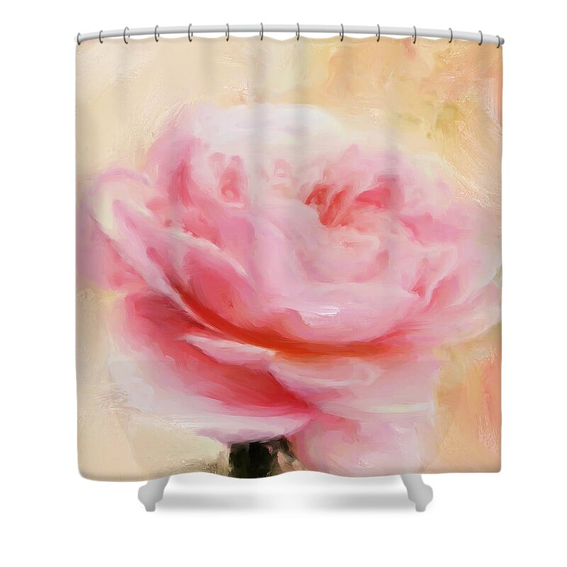 Art Shower Curtain featuring the painting Pink Rose by Jai Johnson