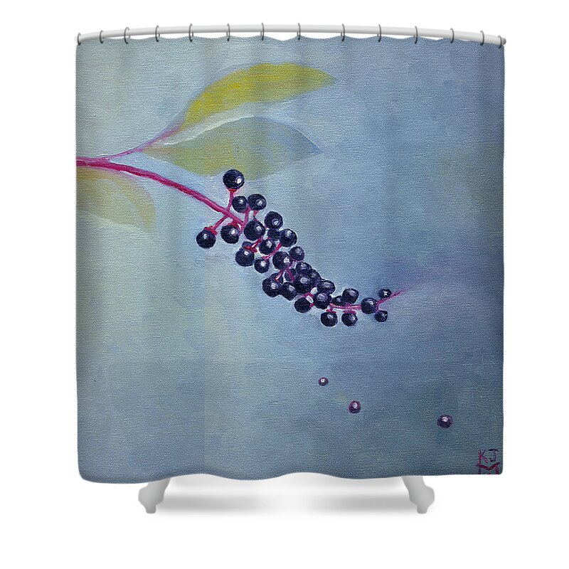 Pokeberries Shower Curtain featuring the painting Pokeberries by Katherine Miller