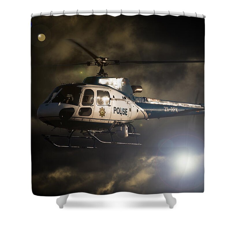Eurocopter As350 B3 Shower Curtain featuring the photograph Police #1 by Paul Job