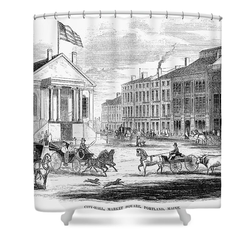 1853 Shower Curtain featuring the painting Portland, Maine, 1853 #1 by Granger