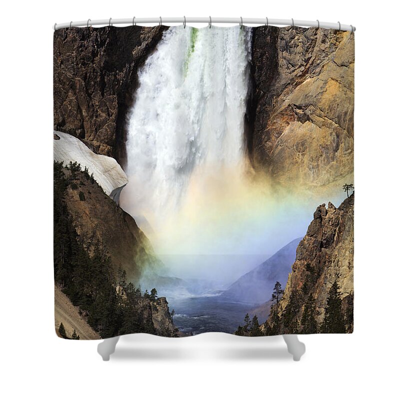 530455 Shower Curtain featuring the photograph Rainbow At Lower Falls In Grand Canyon #1 by Duncan Usher
