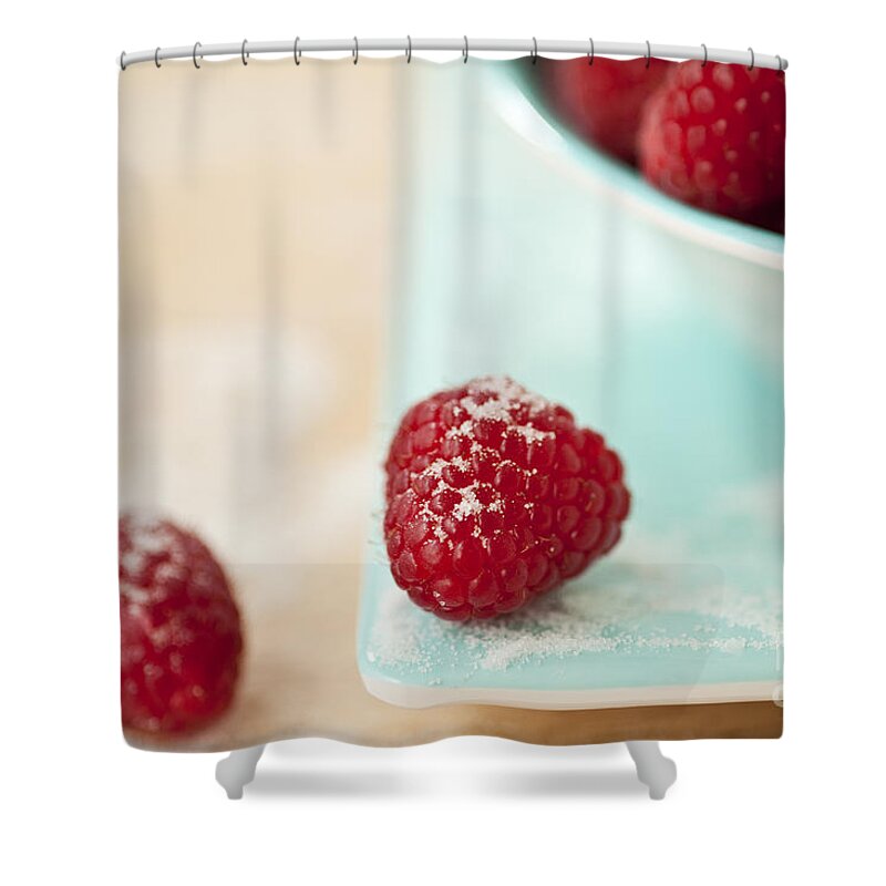 Abundance Shower Curtain featuring the photograph Raspberries Sprinkled With Sugar #1 by Jim Corwin