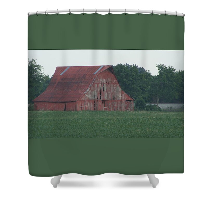 Barn Shower Curtain featuring the photograph Weathered Red Barn in Kentucky by Valerie Collins