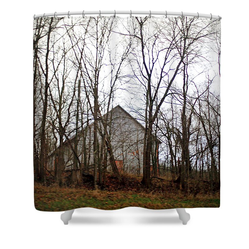 Red Doors Barn Shower Curtain featuring the photograph Red Doors Barn #1 by PJQandFriends Photography