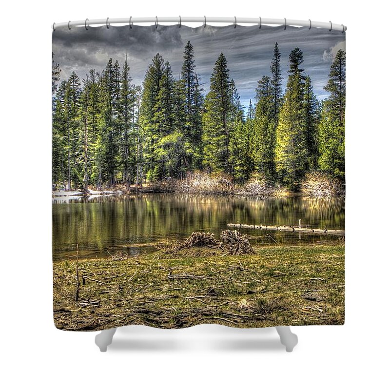Amador Shower Curtain featuring the photograph reflecting pond 3 at Carson Spur by SC Heffner