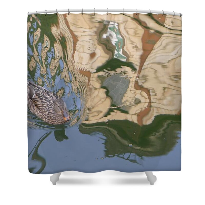 Reflection Shower Curtain featuring the photograph Reflection Mill by Nora Boghossian