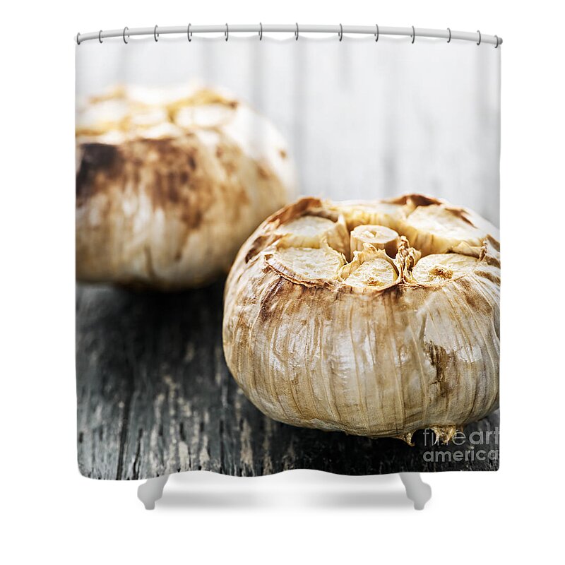 Garlic Shower Curtain featuring the photograph Roasted garlic bulbs 2 by Elena Elisseeva