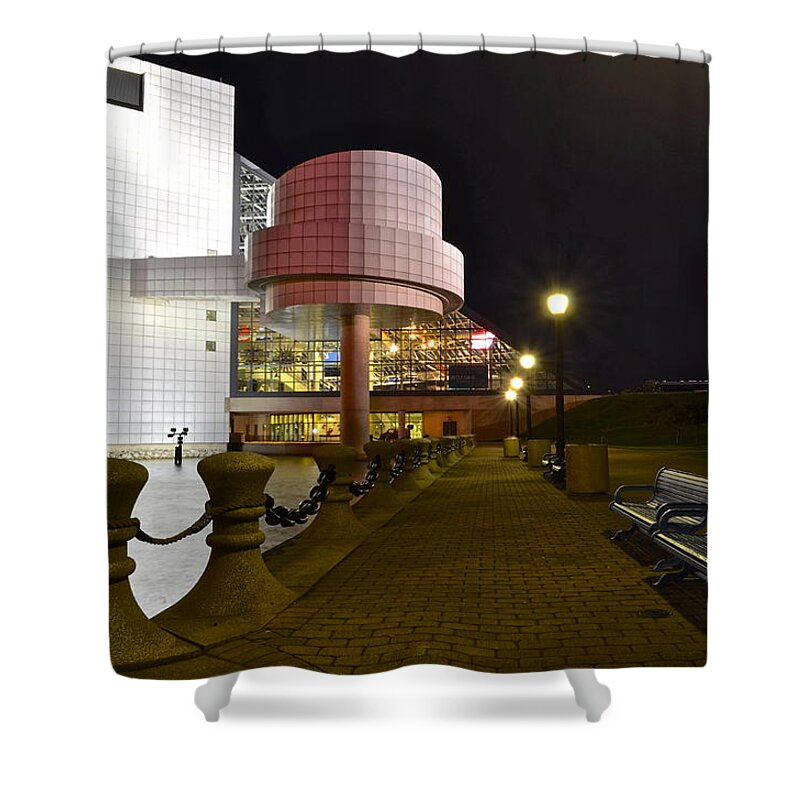 Rock Shower Curtain featuring the photograph Rock n Roll Hall of Fame #1 by Frozen in Time Fine Art Photography