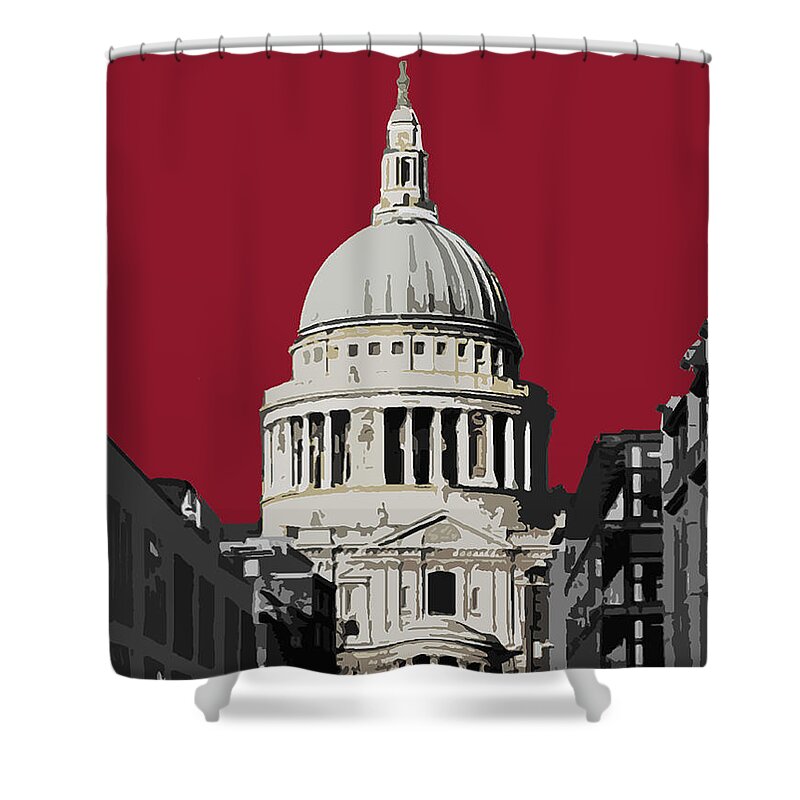 Eye Shower Curtain featuring the mixed media Saint Pauls - Blazing RED by BFA Prints