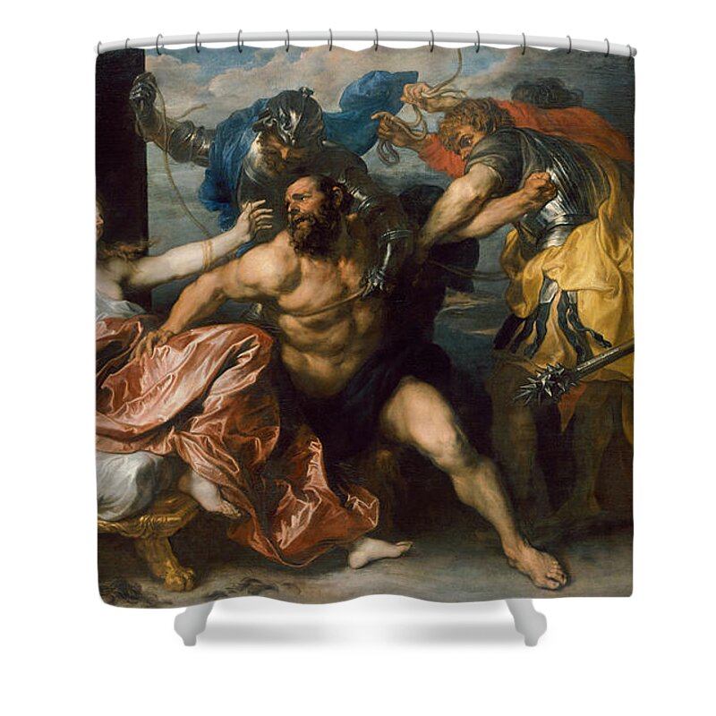 Anthony Van Dyck Shower Curtain featuring the painting Samson and Delilah #4 by Anthony van Dyck