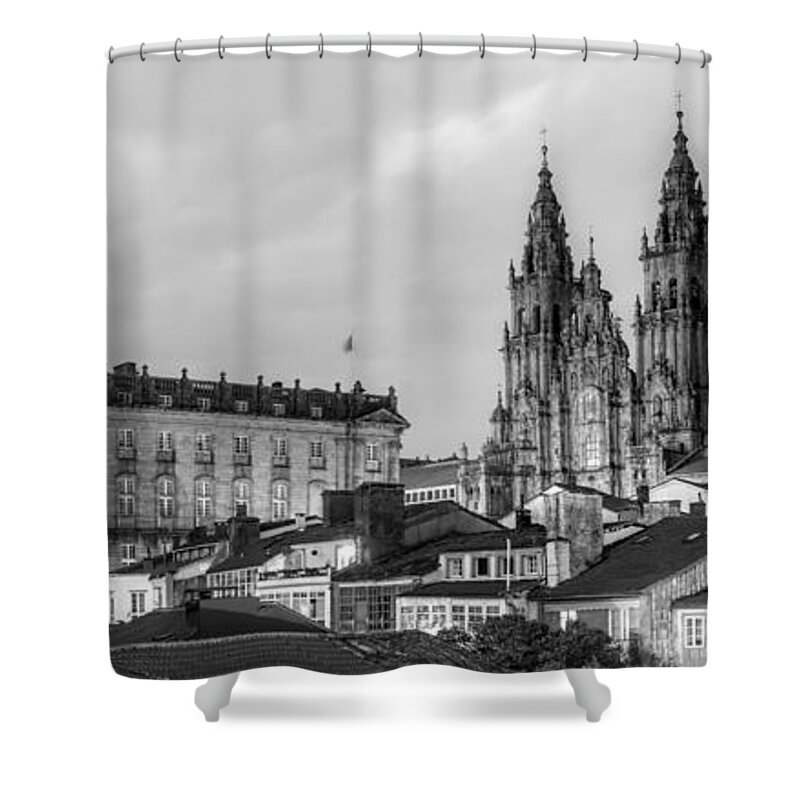 Panorama Shower Curtain featuring the photograph Santiago de Compostela Cathedral Galicia Spain #1 by Pablo Avanzini