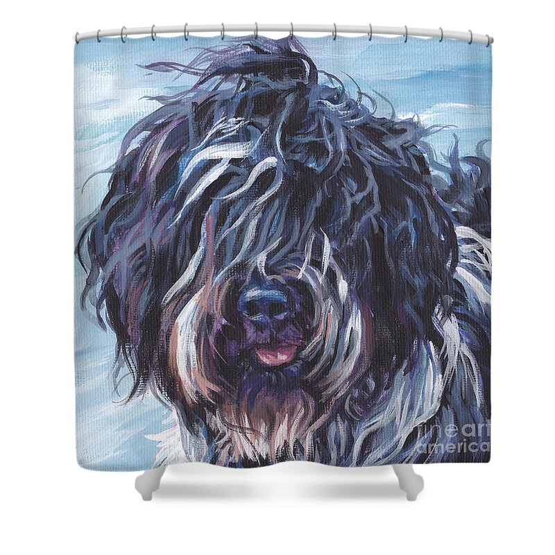 Schapendoes Shower Curtain featuring the painting Schapendoes #2 by Lee Ann Shepard