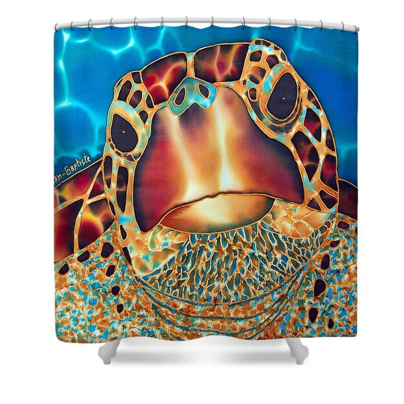 Sea Turtle Shower Curtain featuring the painting Sea Turtle #3 by Daniel Jean-Baptiste
