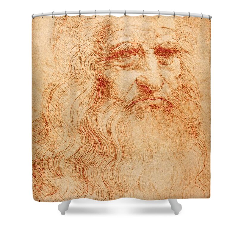 Turin Shower Curtain featuring the painting Self Portrait by Leonardo da Vinci