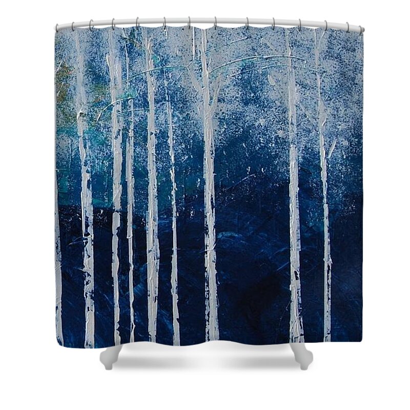 Snow Shower Curtain featuring the painting Shivver by Linda Bailey
