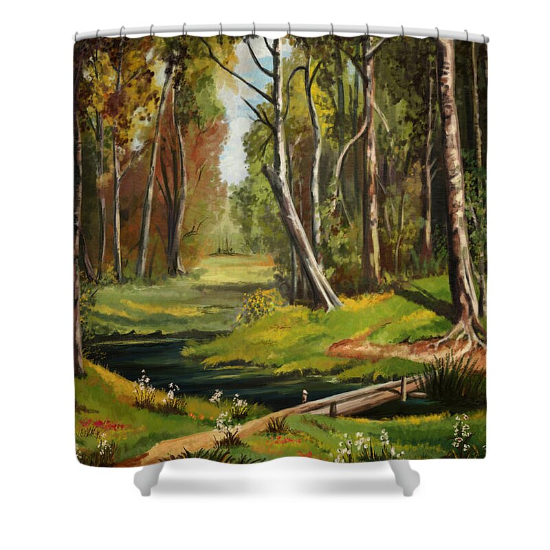 Digital Shower Curtain featuring the digital art Silence Of The Forest by Kate Black