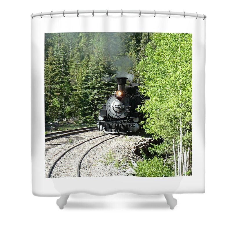 The Durango & Silverton Train Has Been One Of The Southwest's Most Sought After Tourist Attractions For Over 130 Years Since 1882! Today Shower Curtain featuring the photograph Silverton-Durango Steam Engine #1 by Jack Pumphrey