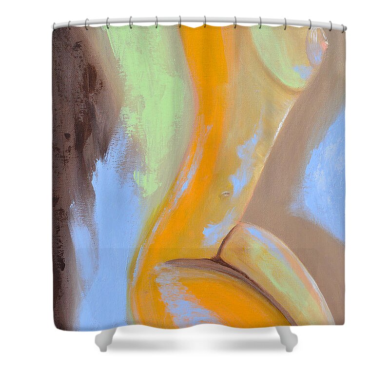Figure Shower Curtain featuring the painting Sitting Pretty #1 by Donna Blackhall