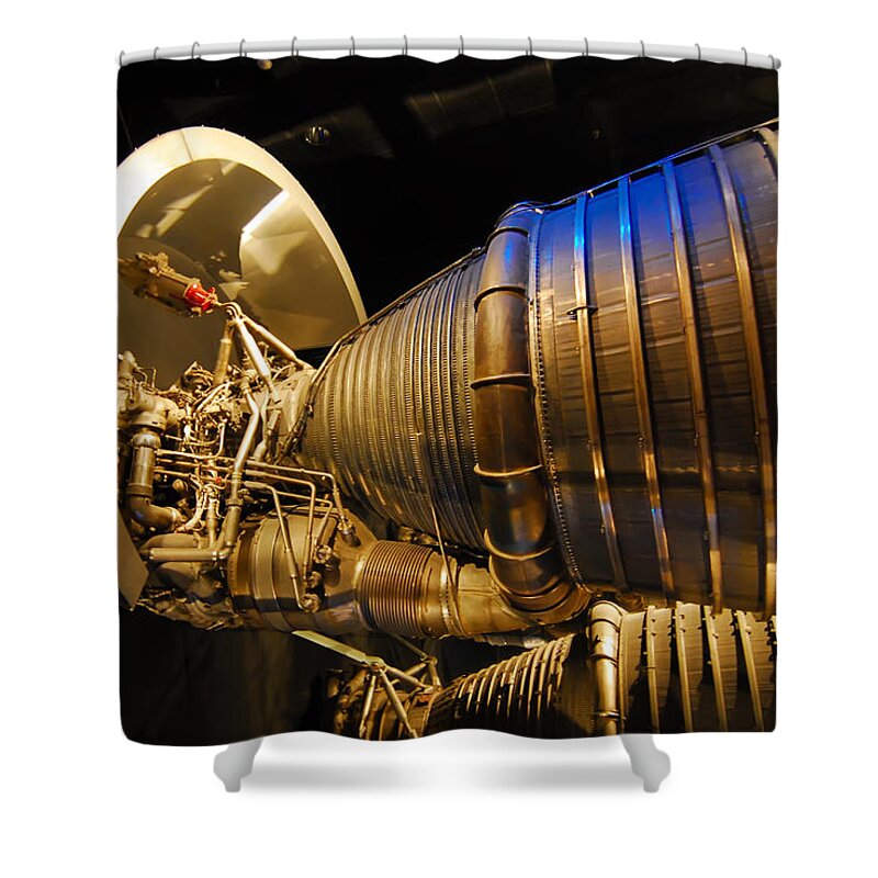 Space Shower Curtain featuring the photograph Space Rocket Thrust Engine #1 by Alex Grichenko