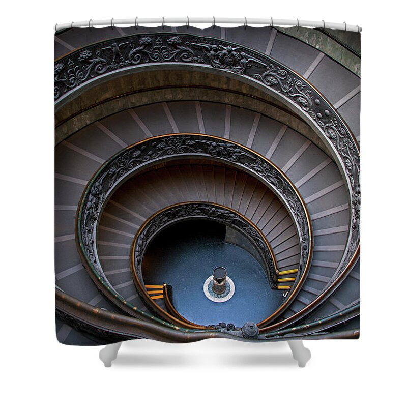 Italian Culture Shower Curtain featuring the photograph Spiral Staircase At The Vatican #1 by Mitch Diamond