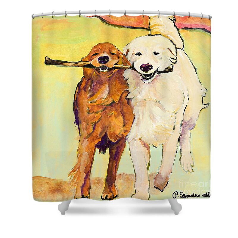 Pat Saunders-white Shower Curtain featuring the painting Stick With Me by Pat Saunders-White