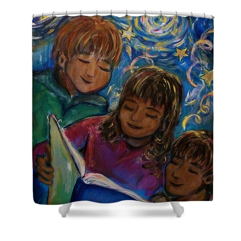 Children Shower Curtain featuring the painting Story Time by Regina Walsh