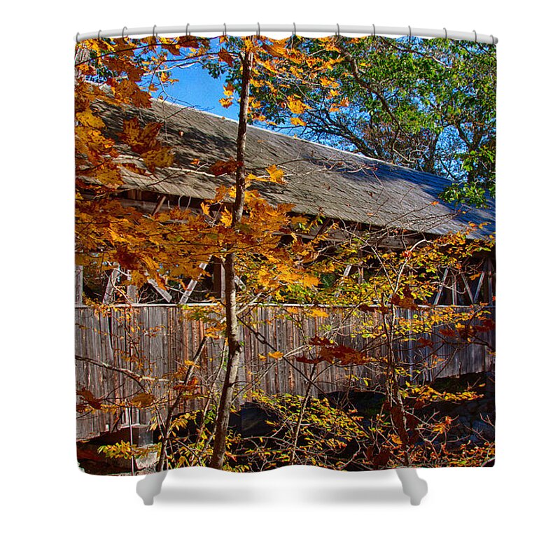 Artist Covered Bridge Shower Curtain featuring the photograph Sunday River Covered Bridge #3 by Jeff Folger