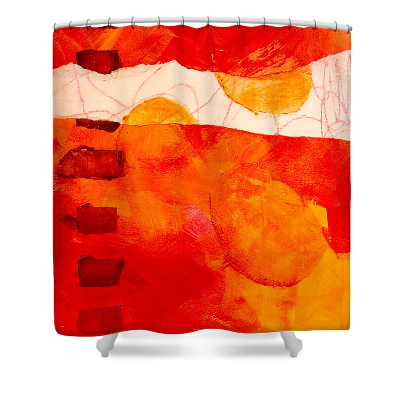 Red Shower Curtain featuring the painting Sunrise #1 by Nancy Merkle