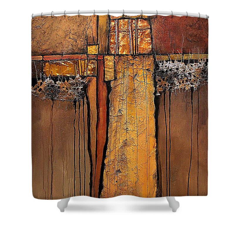 Abstract Shower Curtain featuring the painting Tapestry by Carol Nelson