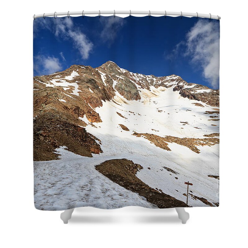Alpine Shower Curtain featuring the photograph Tavela peak in Stelvio National park #1 by Antonio Scarpi