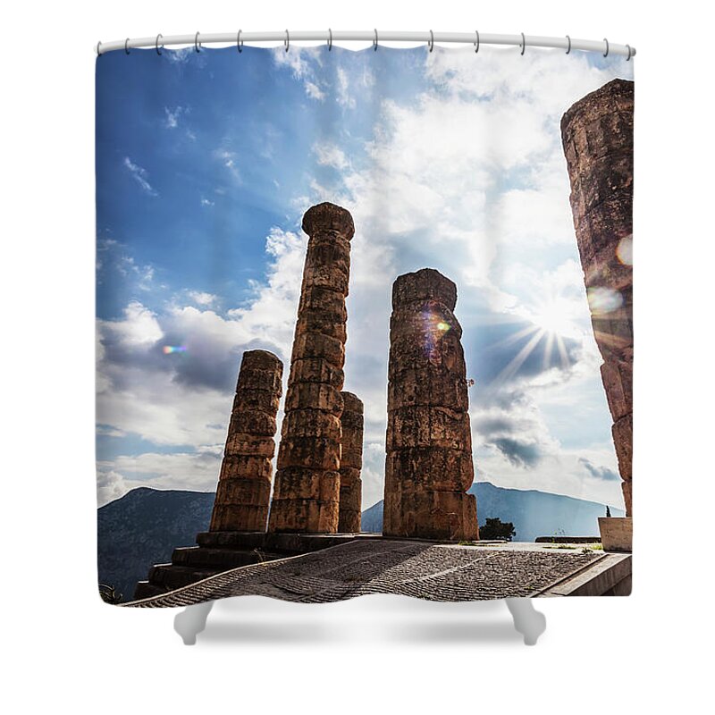 Ancient Shower Curtain featuring the photograph Temple Of Apollo Delphi, Greece #1 by Reynold Mainse