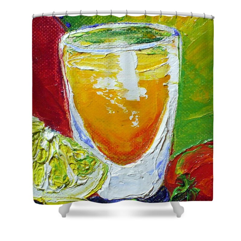 Spirits Shower Curtain featuring the painting Tequila Shot #2 by Paris Wyatt Llanso