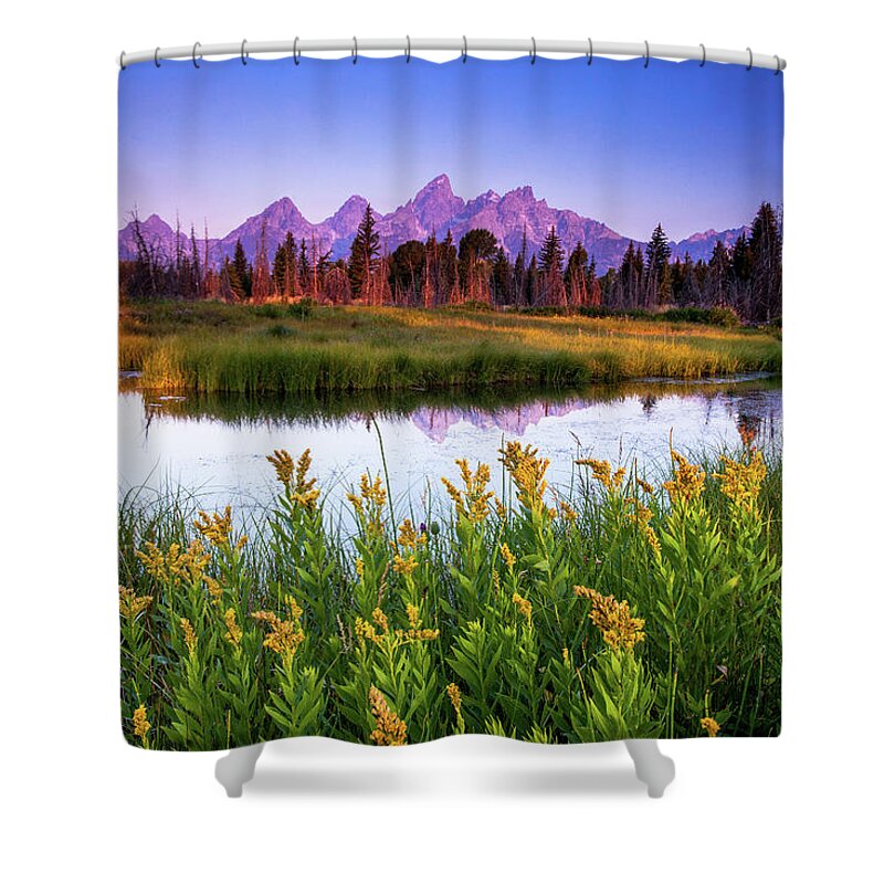 Scenics Shower Curtain featuring the photograph Teton Sunrise #1 by Steve Burns