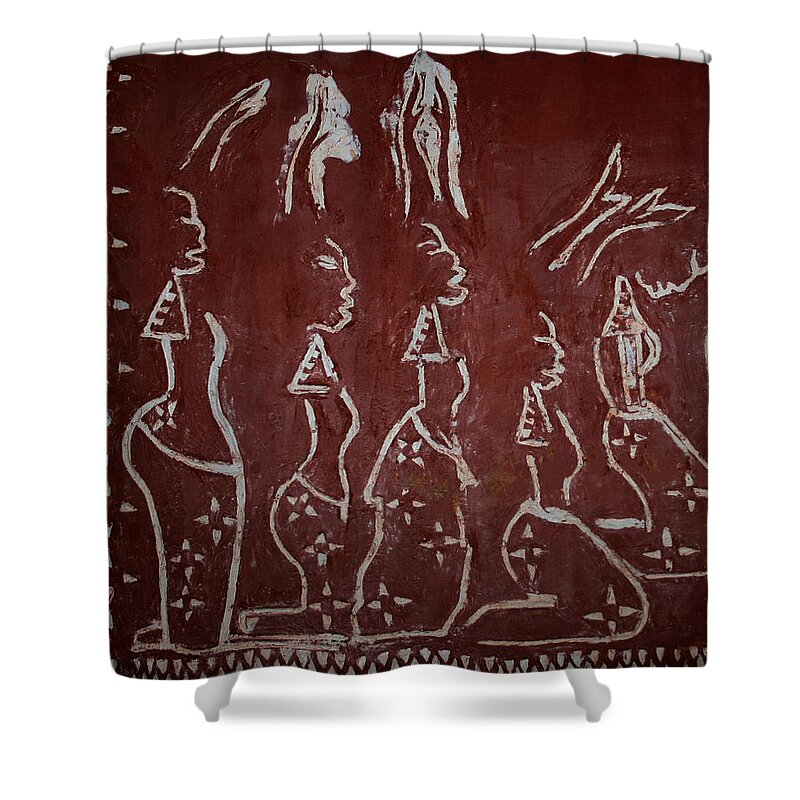 Jesus Shower Curtain featuring the painting The Five Wise Virgins #1 by Gloria Ssali