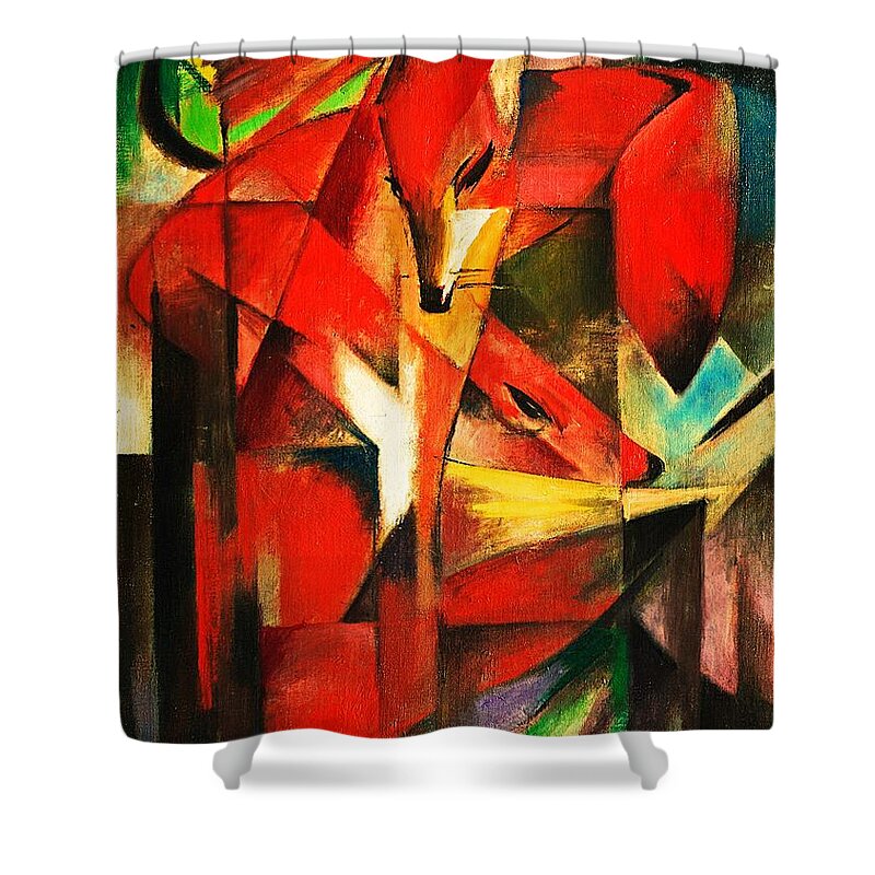 Franz Marc Shower Curtain featuring the painting The Foxes by Franz Marc