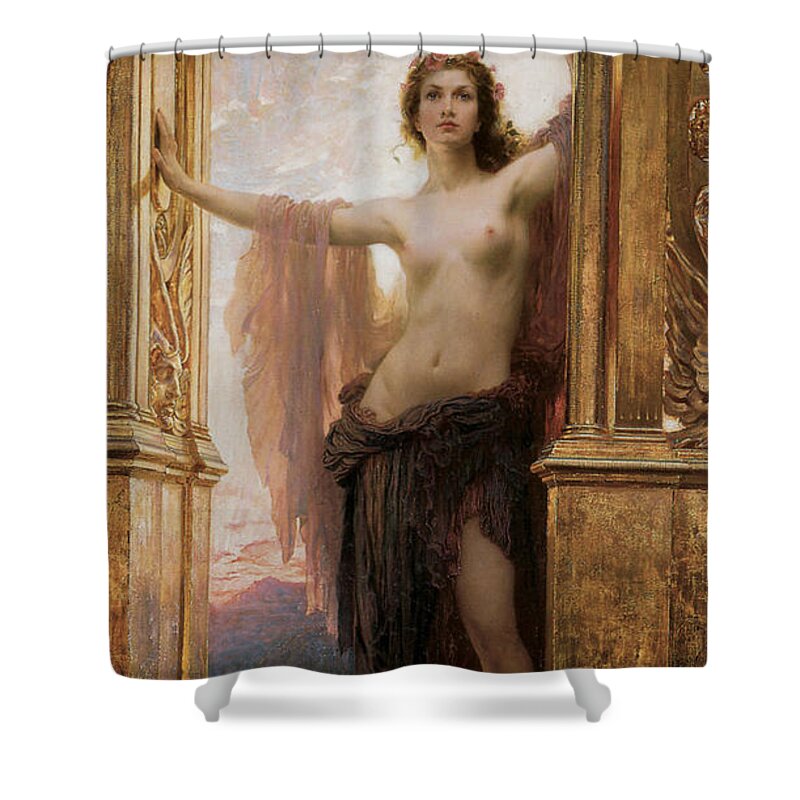 Herbert James Draper Shower Curtain featuring the digital art The Gates Of Dawn #2 by Herbert James Draper