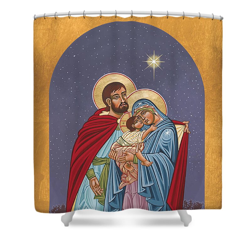 The Holy Family Hospital Shower Curtain featuring the painting The Holy Family for the Holy Family Hospital of Bethlehem 272 by William Hart McNichols