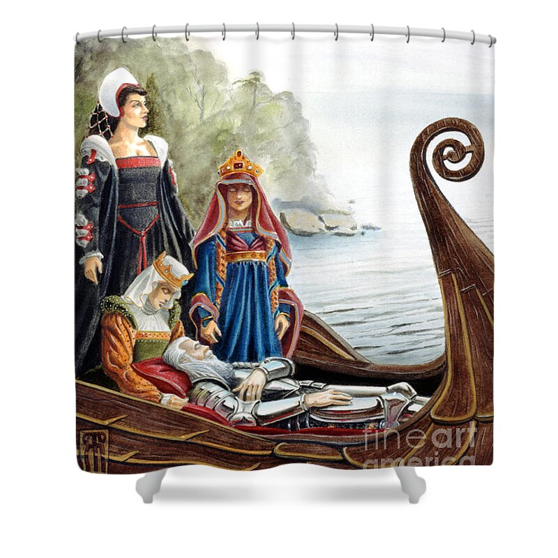 Avalon Shower Curtain featuring the painting The Isle of Avalon by Melissa A Benson