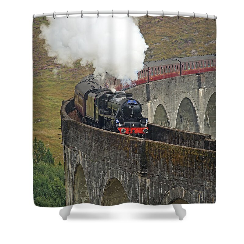 Jacobite Shower Curtain featuring the photograph The Jacobite Steam Train #1 by Maria Gaellman
