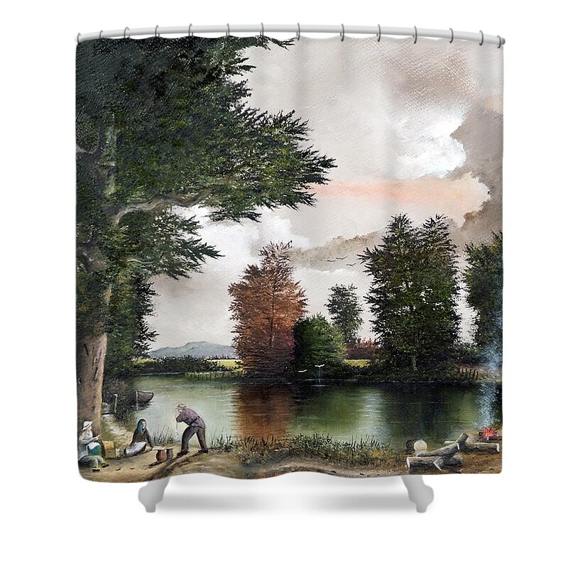 Countryside Shower Curtain featuring the painting The Picnic by Ken Wood