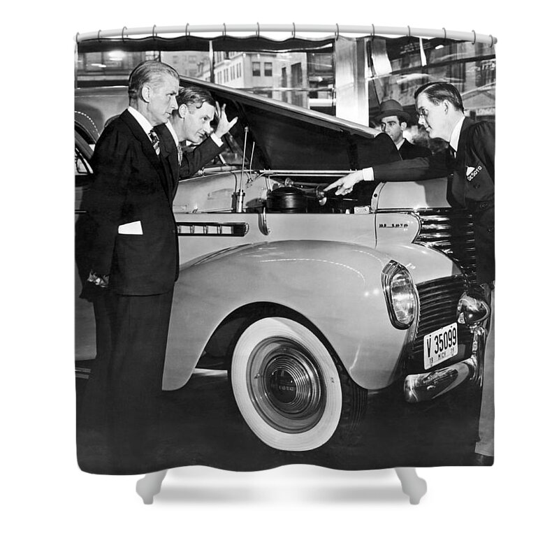 1035-161 Shower Curtain featuring the photograph The Talking De Soto by Underwood Archives