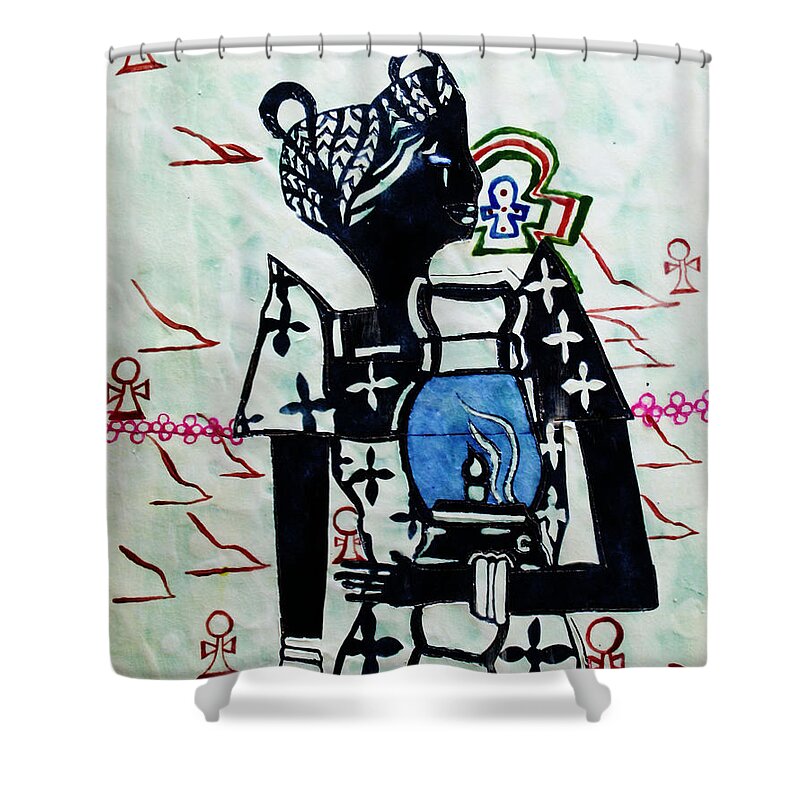 Jesus Shower Curtain featuring the painting The Wise Virgin #1 by Gloria Ssali