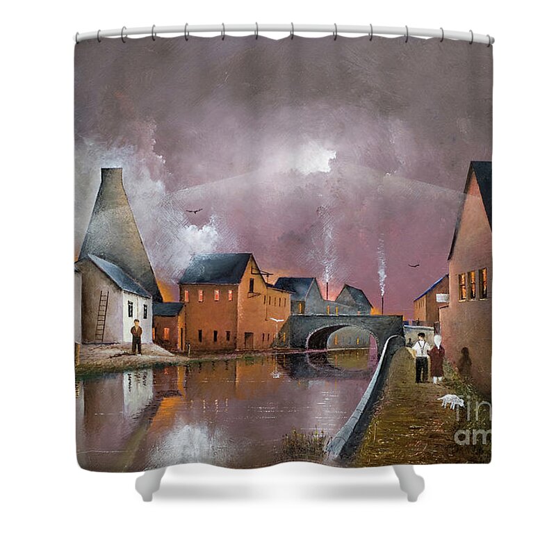 England Shower Curtain featuring the painting The Wordsley Cone, Stourbridge - England #1 by Ken Wood