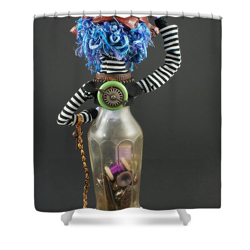 Time Collector Shower Curtain featuring the sculpture Time Collector #2 by Judy Henninger